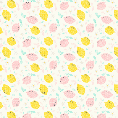 Estor enrollable de tela de limones rosas y amarillos