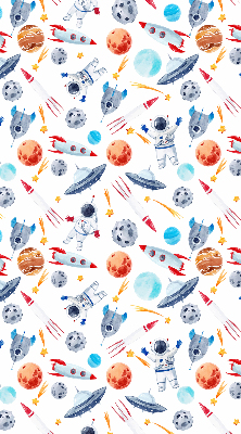 Estor decorativo con cohetes, cosmonautas, planetas y ovnis