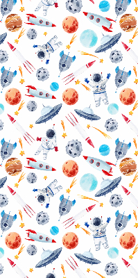Estor decorativo con cohetes, cosmonautas, planetas y ovnis