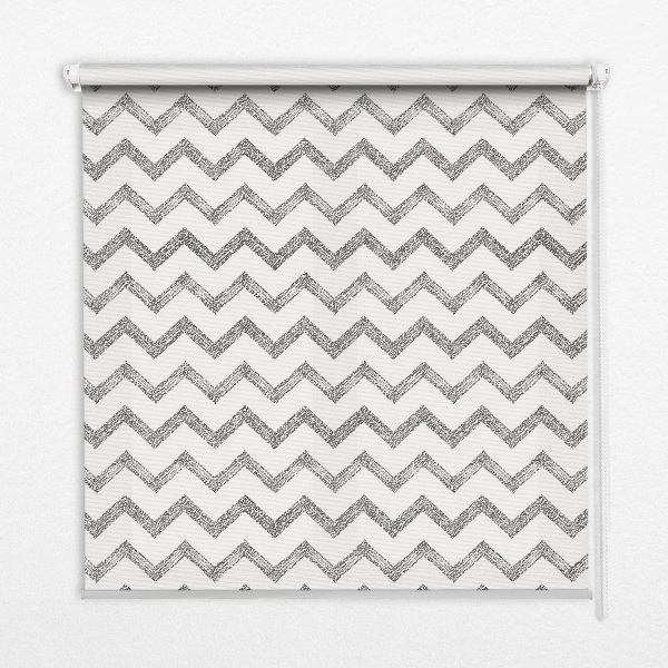 Estor enrollable de tela con zigzags horizontales grises