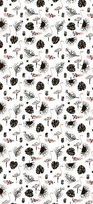 Estor decorativo con flamencos y hojas