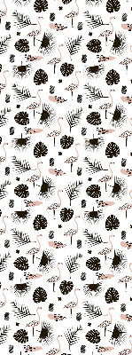 Estor decorativo con flamencos y hojas