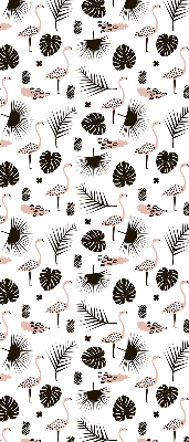 Estor decorativo con flamencos y hojas