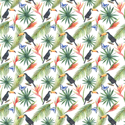 Estor opaco con diseño de tucanes sobre flores