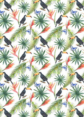 Estor opaco con diseño de tucanes sobre flores