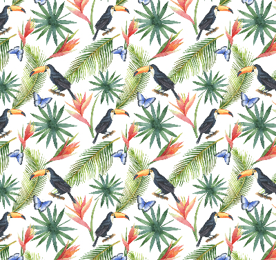 Estor opaco con diseño de tucanes sobre flores