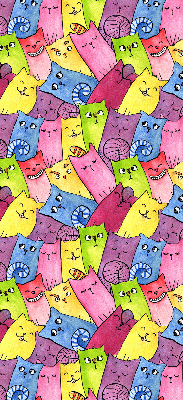 Estor decorativo de gatos coloridos