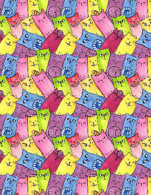 Estor decorativo de gatos coloridos