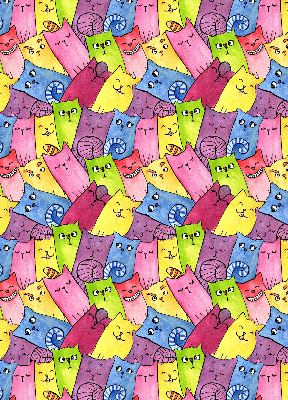 Estor decorativo de gatos coloridos