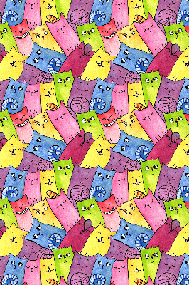 Estor decorativo de gatos coloridos