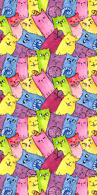 Estor decorativo de gatos coloridos