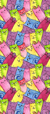 Estor decorativo de gatos coloridos