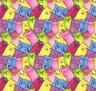 Estor decorativo de gatos coloridos