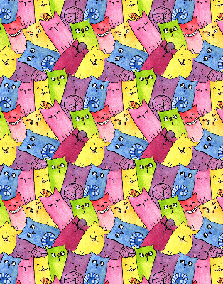 Estor decorativo de gatos coloridos