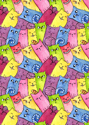 Estor decorativo de gatos coloridos