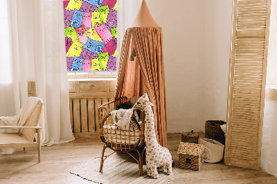 Estor decorativo de gatos coloridos