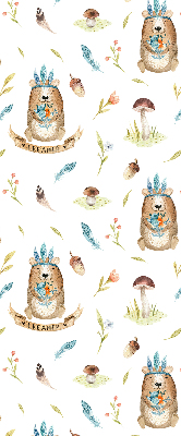 Estor decorativo con osos de peluche y plantas