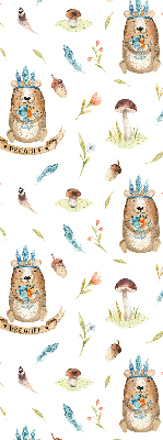 Estor decorativo con osos de peluche y plantas
