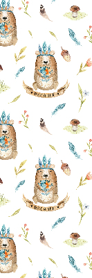Estor decorativo con osos de peluche y plantas