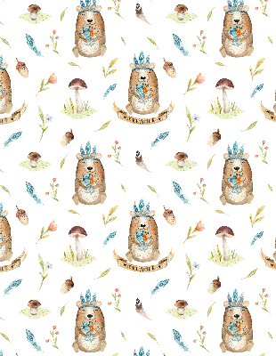 Estor decorativo con osos de peluche y plantas