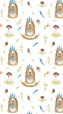 Estor decorativo con osos de peluche y plantas