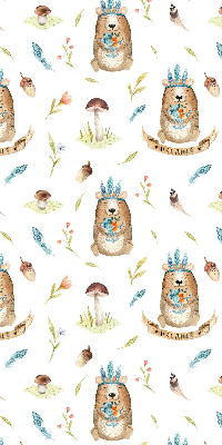 Estor decorativo con osos de peluche y plantas