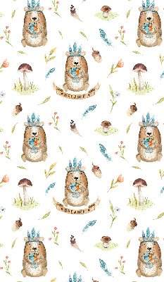 Estor decorativo con osos de peluche y plantas