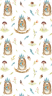 Estor decorativo con osos de peluche y plantas