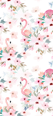 Estor opaco con estampado de flamencos entre las flores
