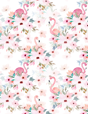 Estor opaco con estampado de flamencos entre las flores