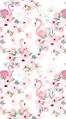 Estor opaco con estampado de flamencos entre las flores