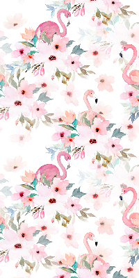 Estor opaco con estampado de flamencos entre las flores