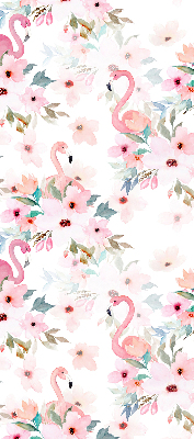 Estor opaco con estampado de flamencos entre las flores