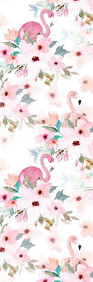 Estor opaco con estampado de flamencos entre las flores