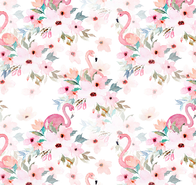 Estor opaco con estampado de flamencos entre las flores