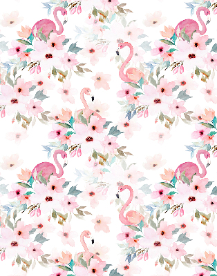 Estor opaco con estampado de flamencos entre las flores