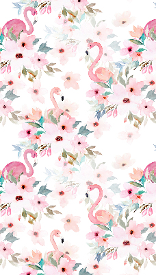 Estor opaco con estampado de flamencos entre las flores