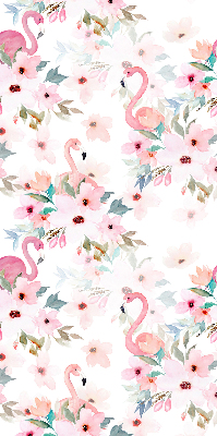 Estor opaco con estampado de flamencos entre las flores