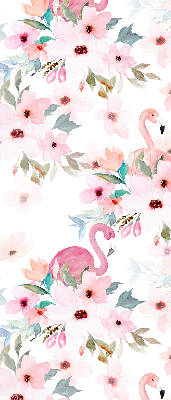 Estor opaco con estampado de flamencos entre las flores