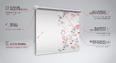 Estor opaco con estampado de flamencos entre las flores