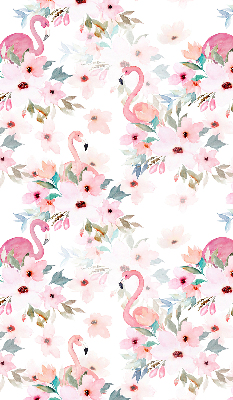 Estor opaco con estampado de flamencos entre las flores