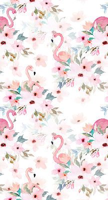 Estor opaco con estampado de flamencos entre las flores