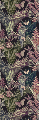 Estor decorativo con diseño de plantas y aves exóticas