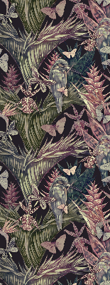 Estor decorativo con diseño de plantas y aves exóticas