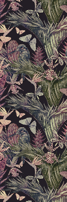 Estor decorativo con diseño de plantas y aves exóticas