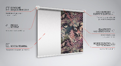 Estor decorativo con diseño de plantas y aves exóticas