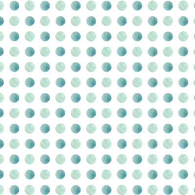 Estor decorativo con puntos turquesa sobre un fondo blanco
