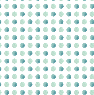 Estor decorativo con puntos turquesa sobre un fondo blanco