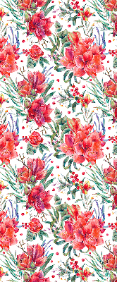 Estor decorativo con flores rojas