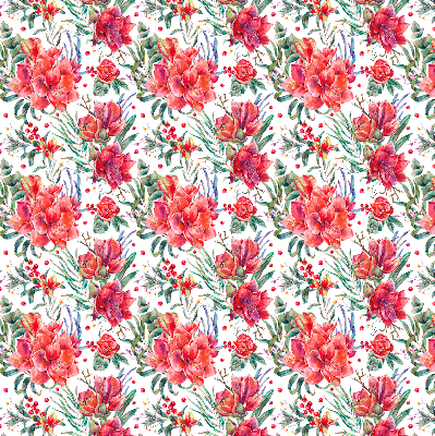 Estor decorativo con flores rojas